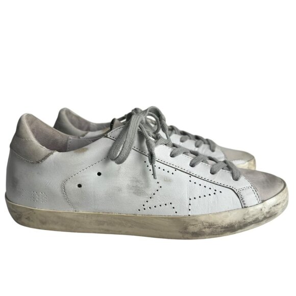 GOLDEN GOOSE superstar white leather perforated star Womens Sneakers size 38 8 - Picture 6 of 14